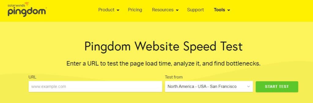 Website speed test pingdom