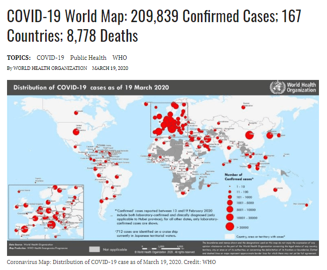 Covid World Map. WHO 
